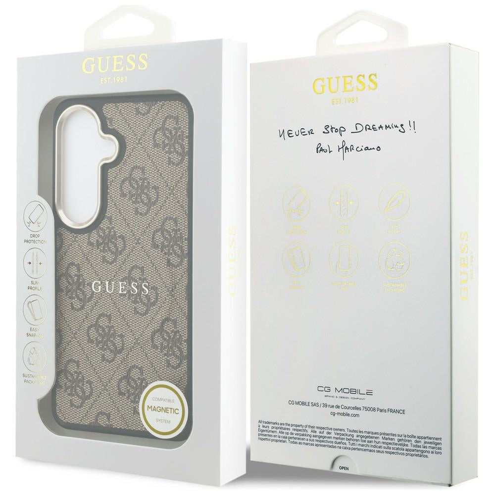 Custodia MagSafe per Samsung Galaxy S26 Plus S947, Guess, 4G Embossed Ring, Marrone