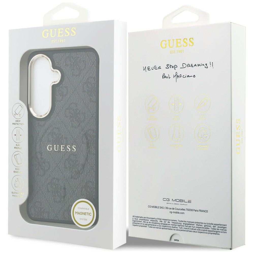 Custodia MagSafe per Samsung Galaxy S26 Plus S947, Guess, 4G Anello Inciso, Nera