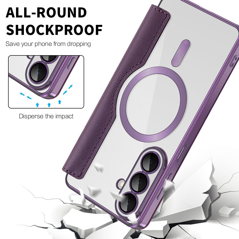Custodia MagSafe per Samsung Galaxy S26 Plus S947, Techsuit, SmartMag Book, Viola