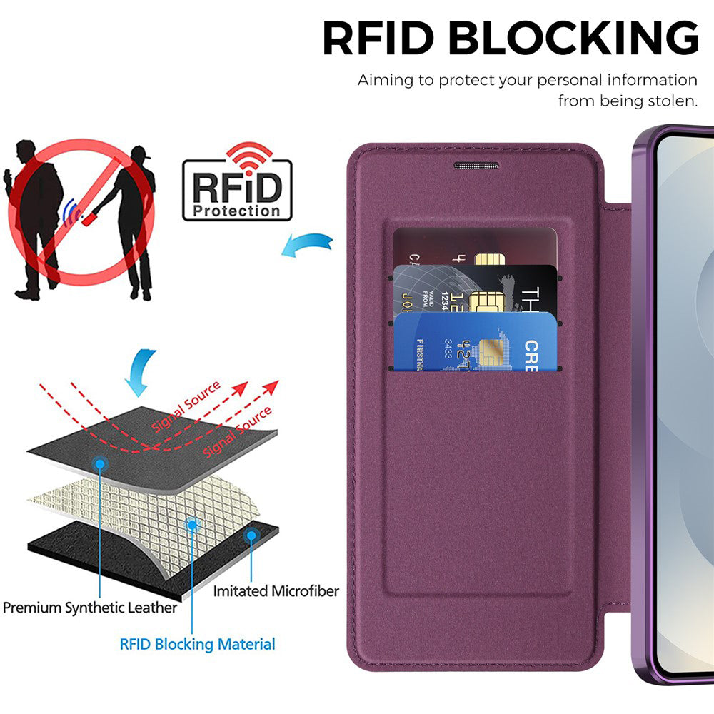 Custodia MagSafe per Samsung Galaxy S26 Plus S947, Techsuit, SmartMag Book, Viola