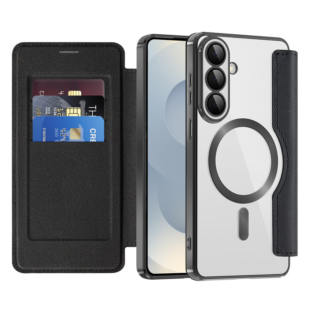 Custodia MagSafe per Samsung Galaxy S26 Plus S947, Techsuit, SmartMag Book, Nera