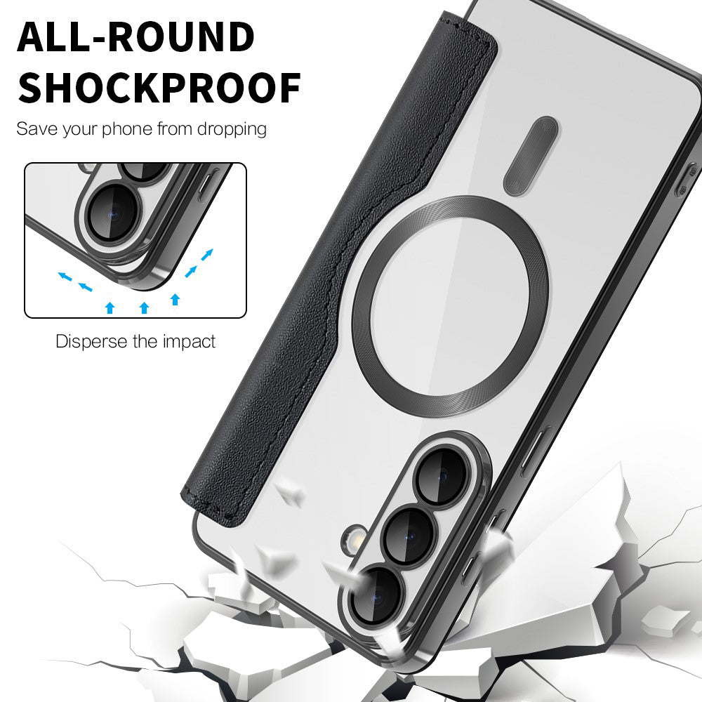 Custodia MagSafe per Samsung Galaxy S26 Plus S947, Techsuit, SmartMag Book, Nera