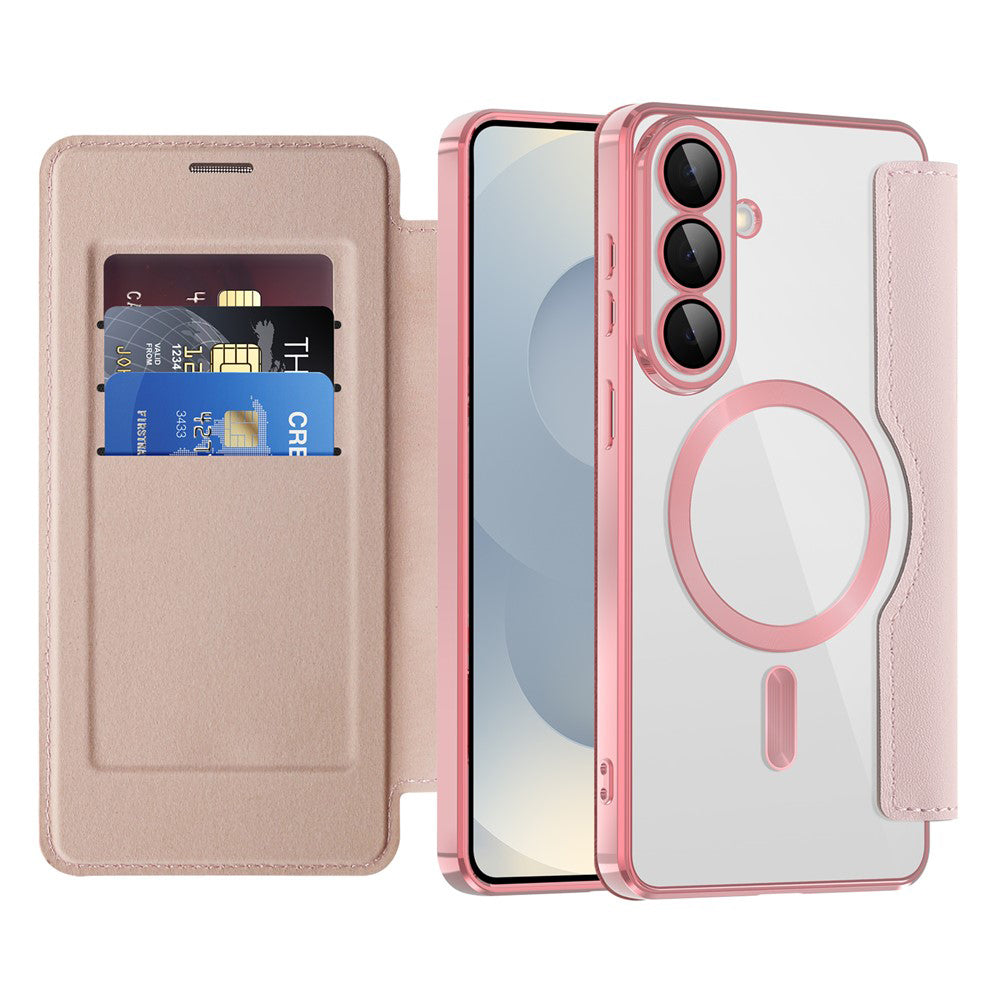 Custodia MagSafe per Samsung Galaxy S26 Plus S947, Techsuit, SmartMag Book, Rosa