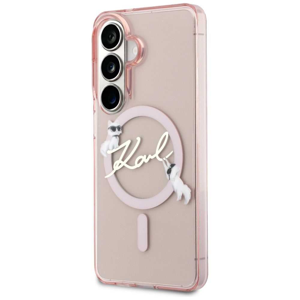 MagSafe-Hülle für Samsung Galaxy S26 S942, Karl Lagerfeld, IML Choupette Karl Script Logo, Rosa