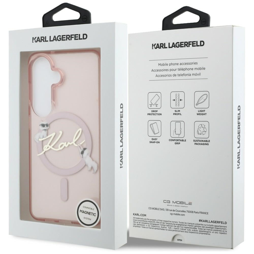 MagSafe-Hülle für Samsung Galaxy S26 S942, Karl Lagerfeld, IML Choupette Karl Script Logo, Rosa