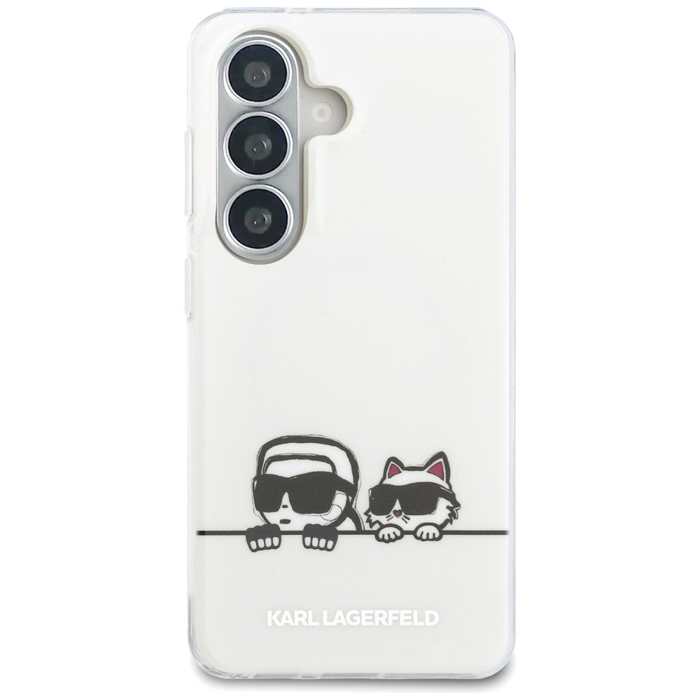 Custodia MagSafe per Samsung Galaxy S26 S942, Karl Lagerfeld, IML Karl & Choupette Peekaboo Logo, Bianca