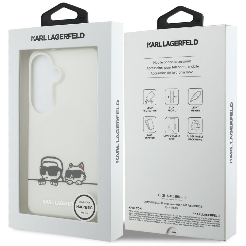 Custodia MagSafe per Samsung Galaxy S26 S942, Karl Lagerfeld, IML Karl & Choupette Peekaboo Logo, Bianca