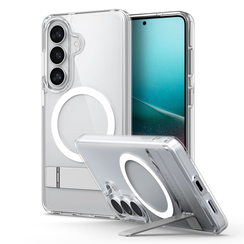 Custodia MagSafe per Samsung Galaxy S26 S942, Spigen, Ultra Hybrid S, Trasparente Bianca ACS11061