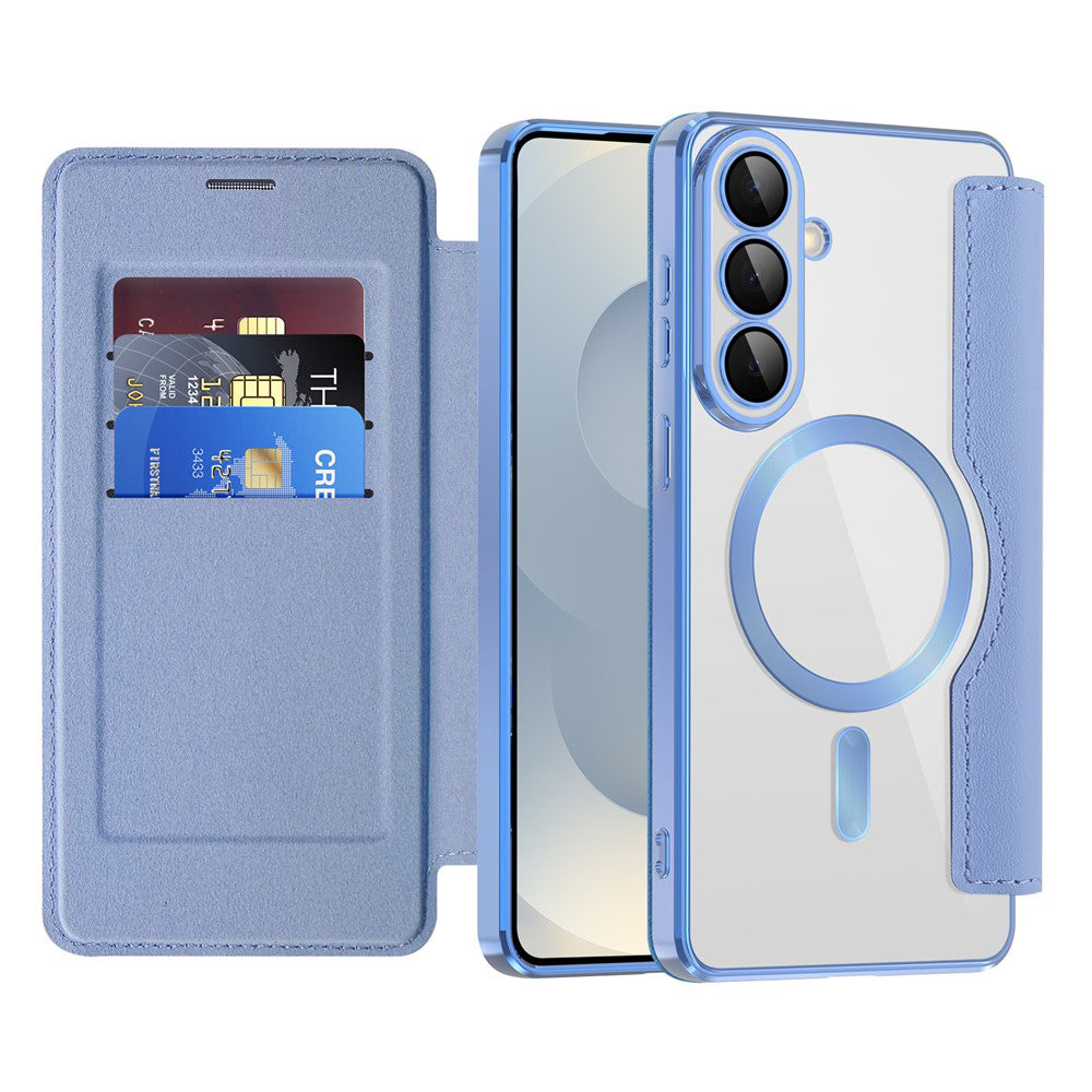 Coque MagSafe pour Samsung Galaxy S26 S942, Techsuit, SmartMag Book, Bleu