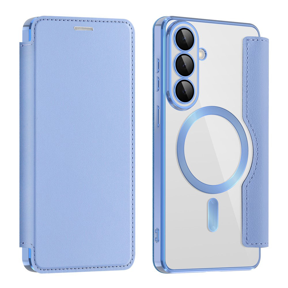 Coque MagSafe pour Samsung Galaxy S26 S942, Techsuit, SmartMag Book, Bleu