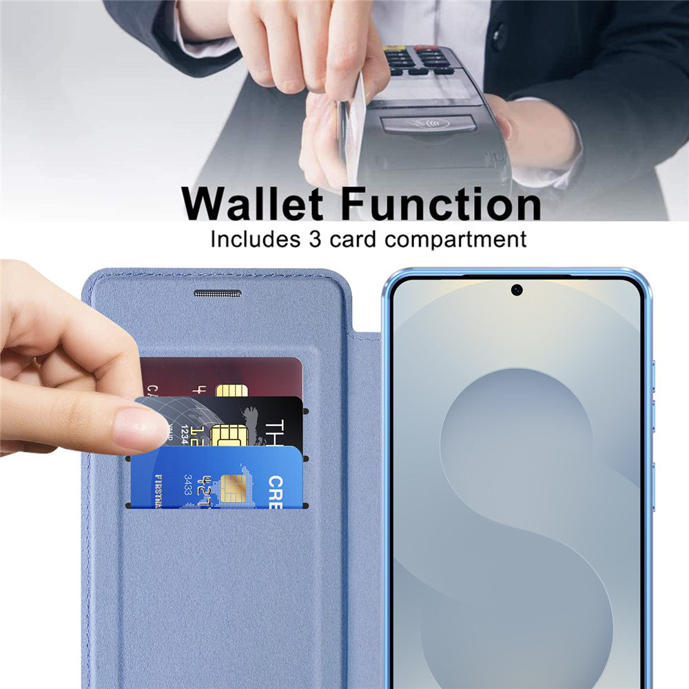Coque MagSafe pour Samsung Galaxy S26 S942, Techsuit, SmartMag Book, Bleu