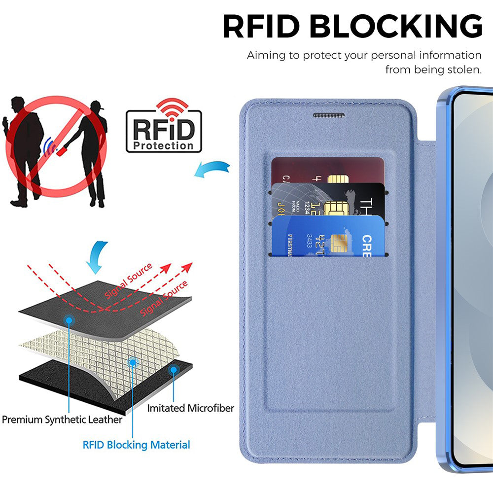 Coque MagSafe pour Samsung Galaxy S26 S942, Techsuit, SmartMag Book, Bleu