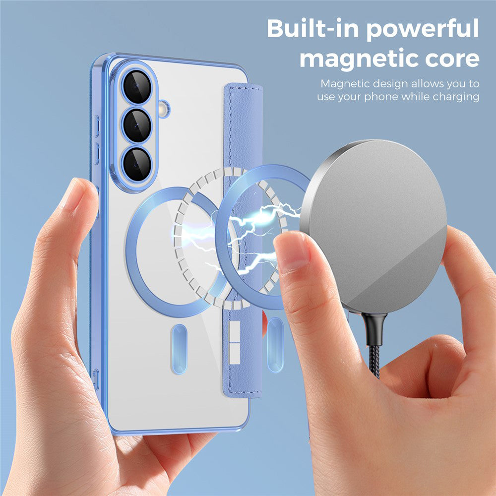 Coque MagSafe pour Samsung Galaxy S26 S942, Techsuit, SmartMag Book, Bleu