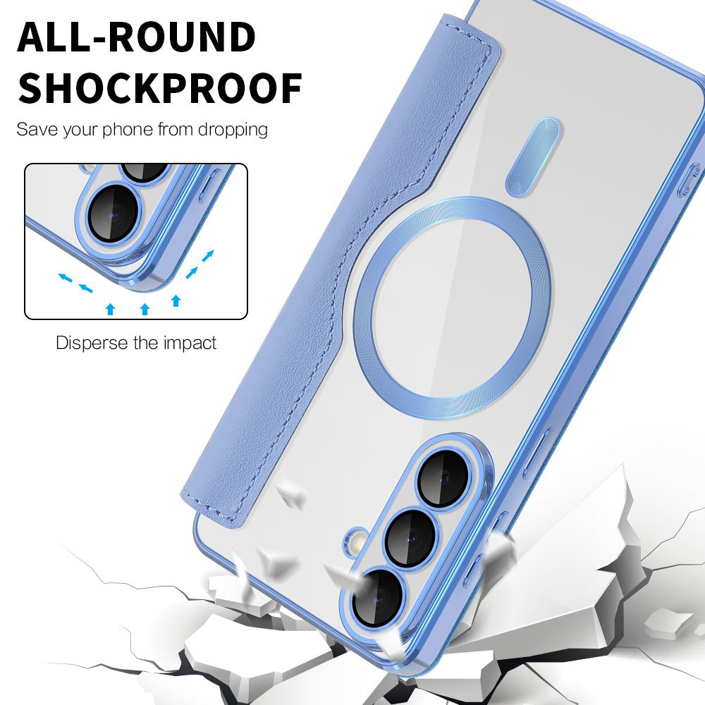 Coque MagSafe pour Samsung Galaxy S26 S942, Techsuit, SmartMag Book, Bleu