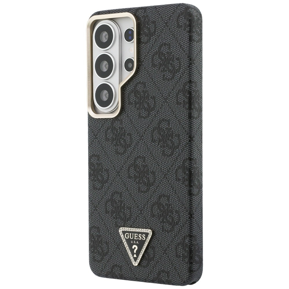 Coque MagSafe pour Samsung Galaxy S26 Ultra S948, Guess, logo Triangle 4G, Noire