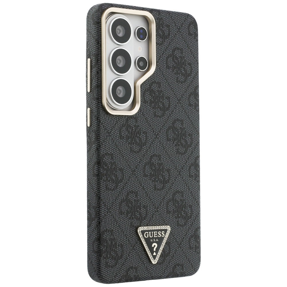 Coque MagSafe pour Samsung Galaxy S26 Ultra S948, Guess, logo Triangle 4G, Noire