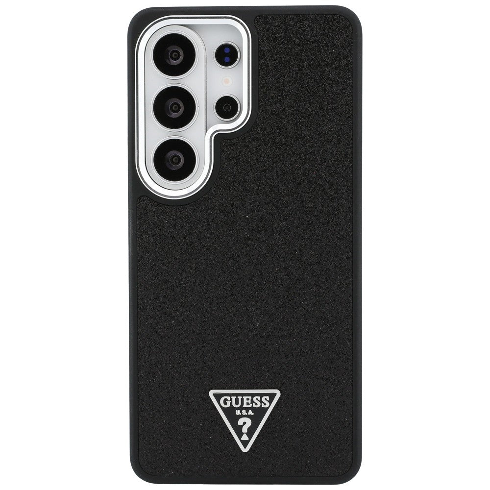 Custodia MagSafe per Samsung Galaxy S26 Ultra S948, Guess, Fixed Glitter Triangle Logo, Nera