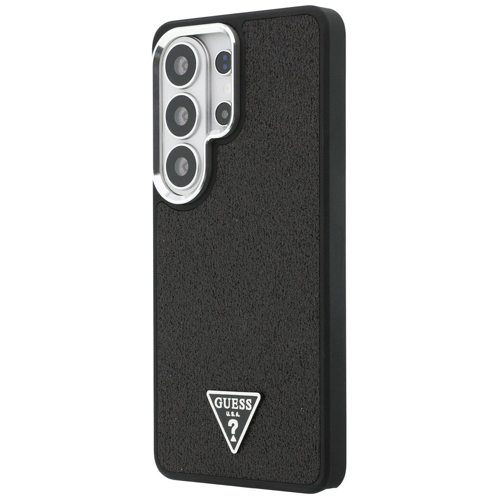 Custodia MagSafe per Samsung Galaxy S26 Ultra S948, Guess, Fixed Glitter Triangle Logo, Nera