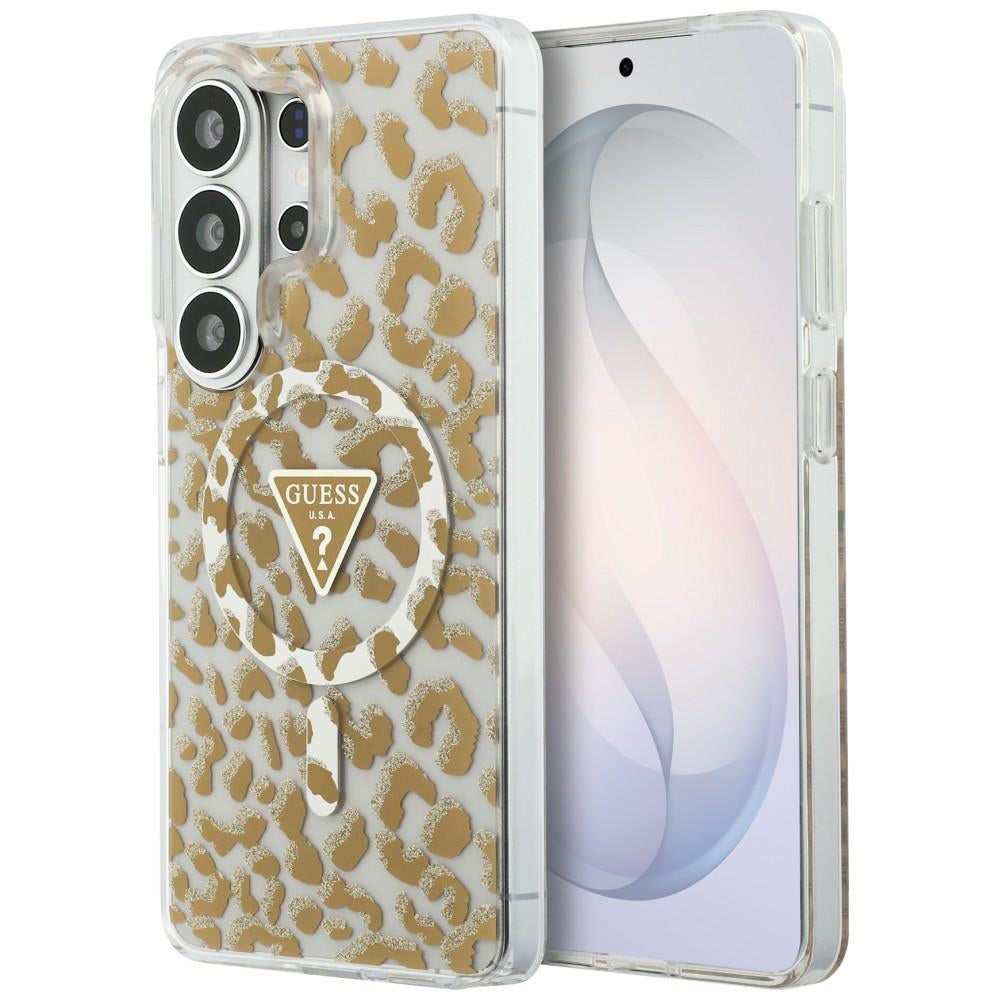 Custodia MagSafe per Samsung Galaxy S26 Ultra S948, Guess, IML Leopard Pattern, Marrone