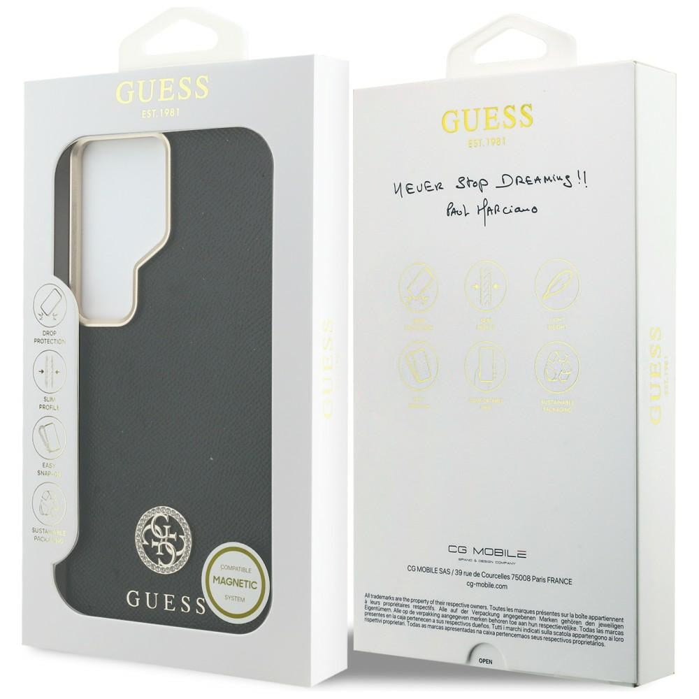 MagSafe Hülle für Samsung Galaxy S26 Ultra S948, Guess, Rhinestone Round Logo, Schwarz