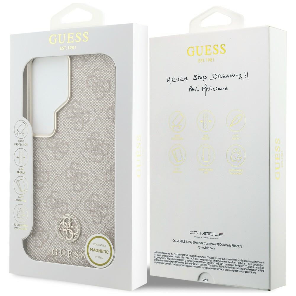 MagSafe Hülle für Samsung Galaxy S26 Ultra S948, Guess, Rhinestone Round Logo, Rosa
