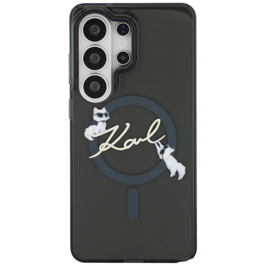 Custodia MagSafe per Samsung Galaxy S26 Ultra S948, Karl Lagerfeld, IML Choupette Karl Script Logo, Nera