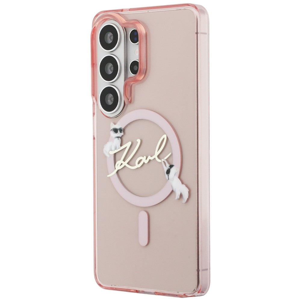 MagSafe Hülle für Samsung Galaxy S26 Ultra S948, Karl Lagerfeld, IML Choupette Karl Script Logo, Rosa