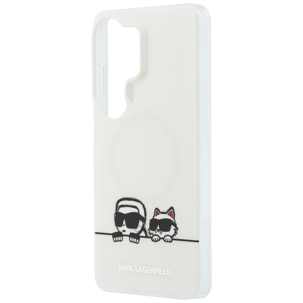 Custodia MagSafe per Samsung Galaxy S26 Ultra S948, Karl Lagerfeld, IML Karl & Choupette Peekaboo Logo, Bianca