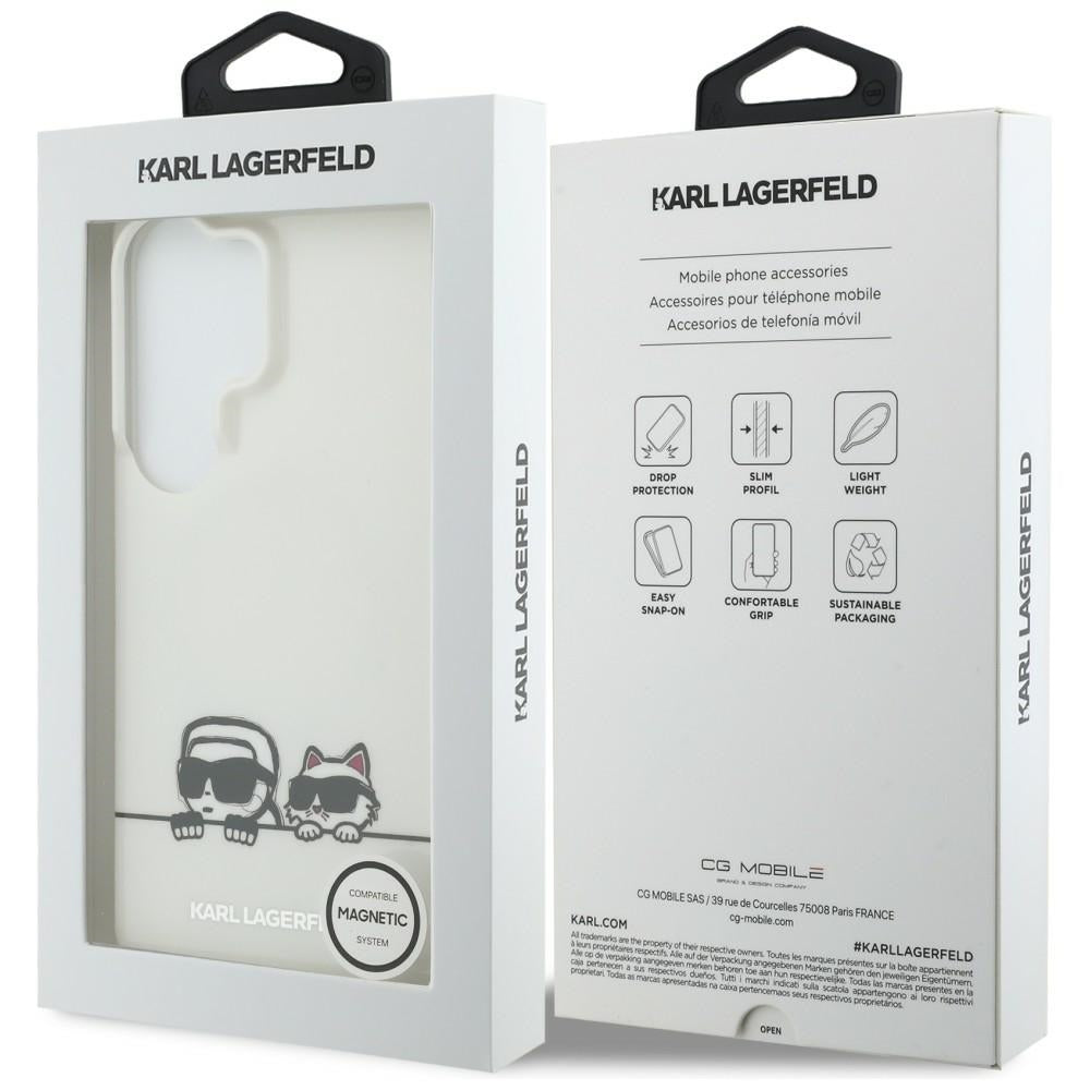 Custodia MagSafe per Samsung Galaxy S26 Ultra S948, Karl Lagerfeld, IML Karl & Choupette Peekaboo Logo, Bianca