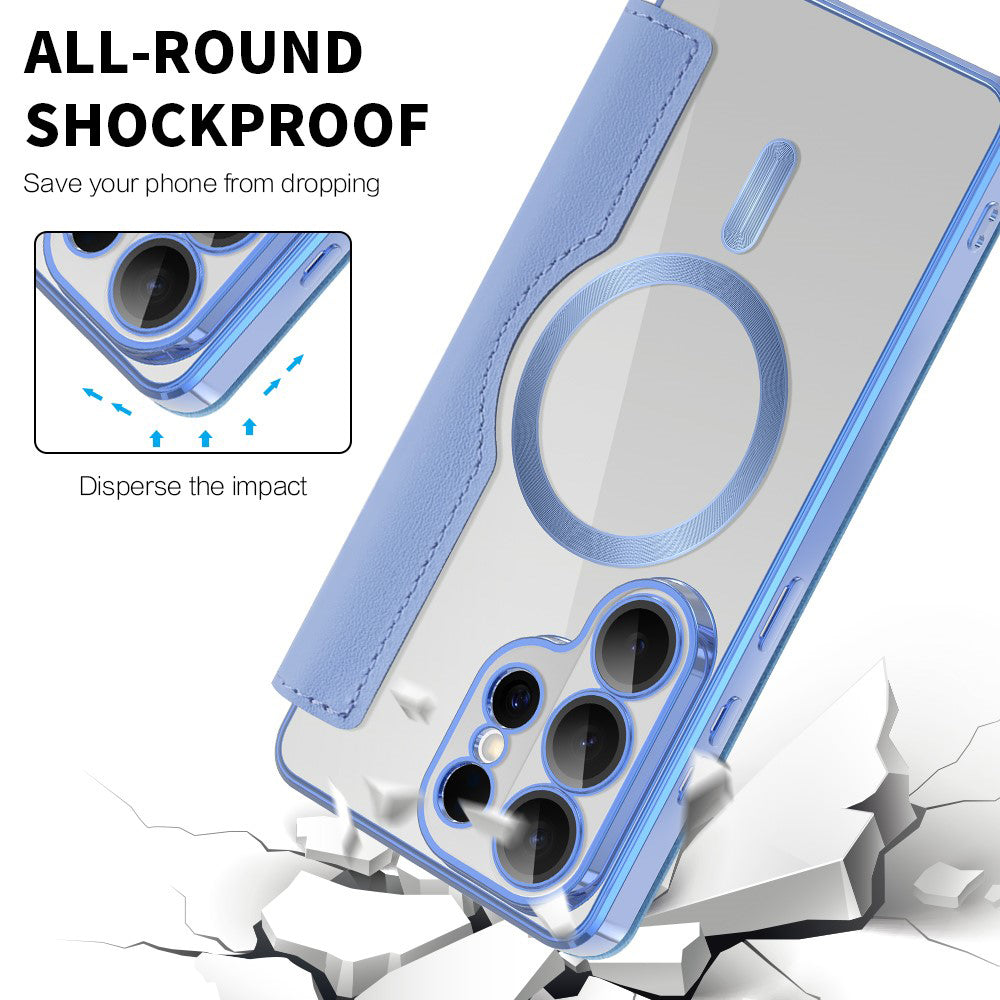Custodia MagSafe per Samsung Galaxy S26 Ultra S948, Techsuit, SmartMag Book, Blu
