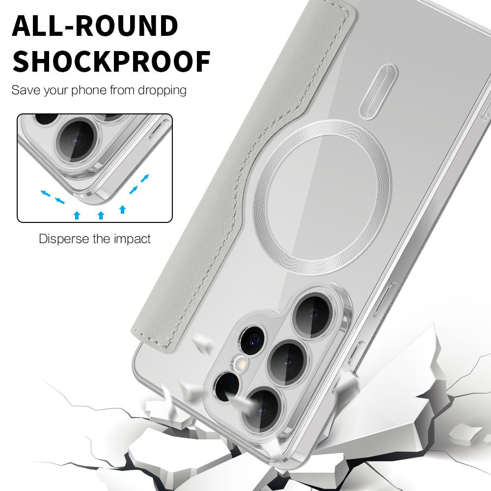 Custodia MagSafe per Samsung Galaxy S26 Ultra S948, Techsuit, SmartMag Book, Grigio