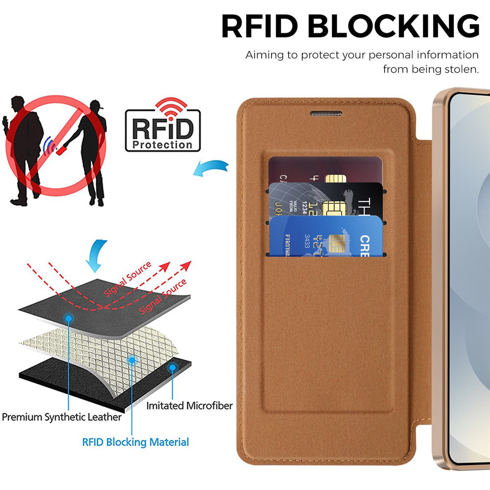 Custodia MagSafe per Samsung Galaxy S26 Ultra, Techsuit, SmartMag Book, Marrone