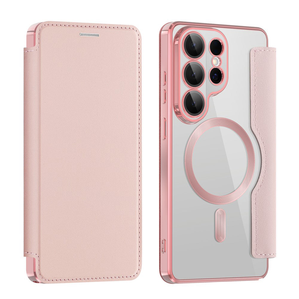 Custodia MagSafe per Samsung Galaxy S26 Ultra S948, Techsuit, SmartMag Book, Rosa