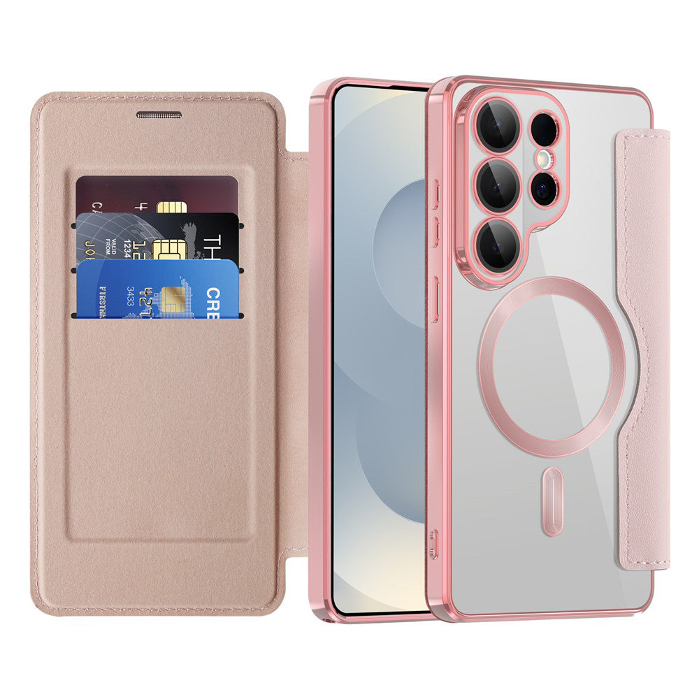 Custodia MagSafe per Samsung Galaxy S26 Ultra S948, Techsuit, SmartMag Book, Rosa
