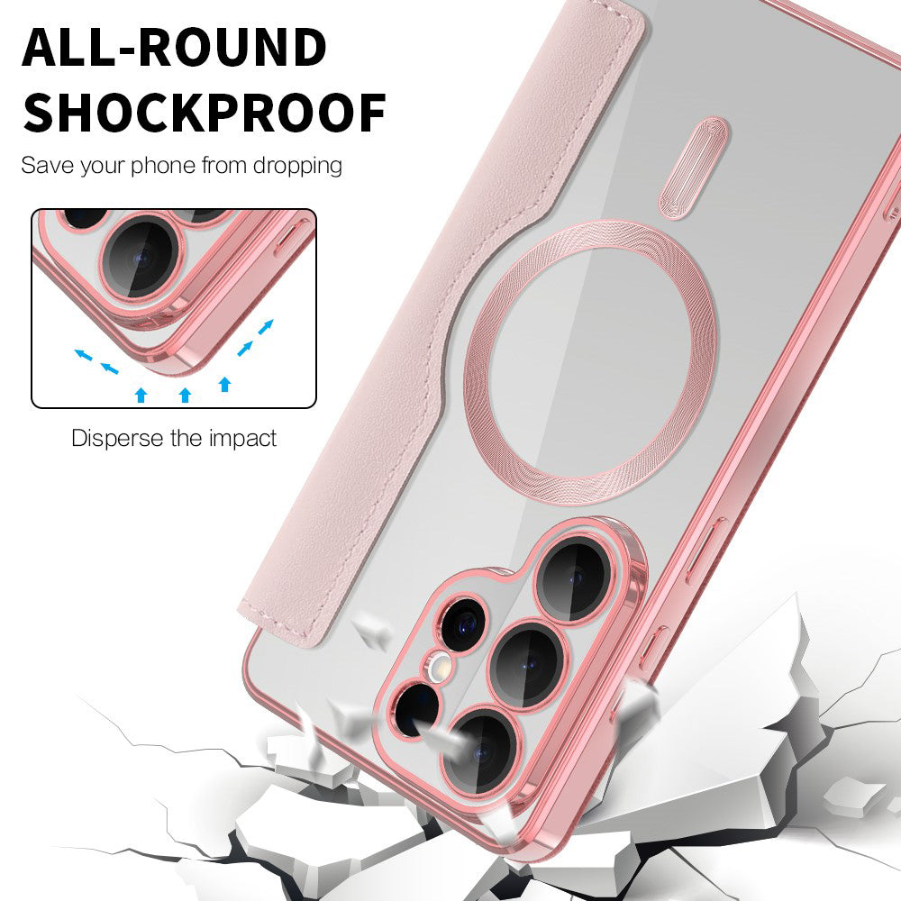 Custodia MagSafe per Samsung Galaxy S26 Ultra S948, Techsuit, SmartMag Book, Rosa