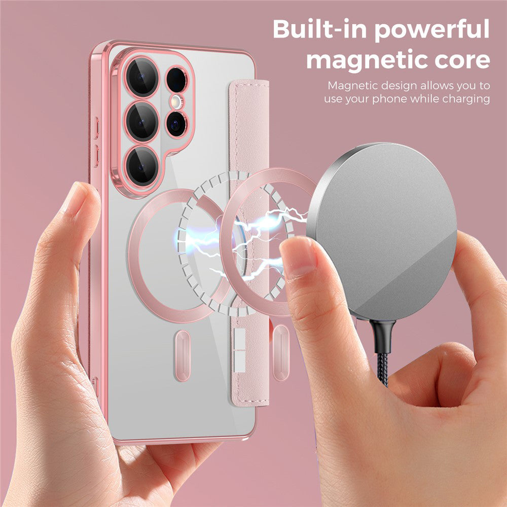 Custodia MagSafe per Samsung Galaxy S26 Ultra S948, Techsuit, SmartMag Book, Rosa