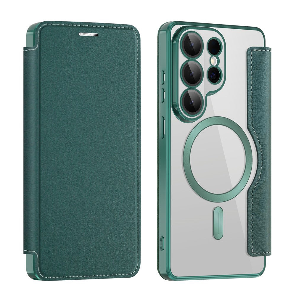Custodia MagSafe per Samsung Galaxy S26 Ultra S948, Techsuit, SmartMag Book, Verde