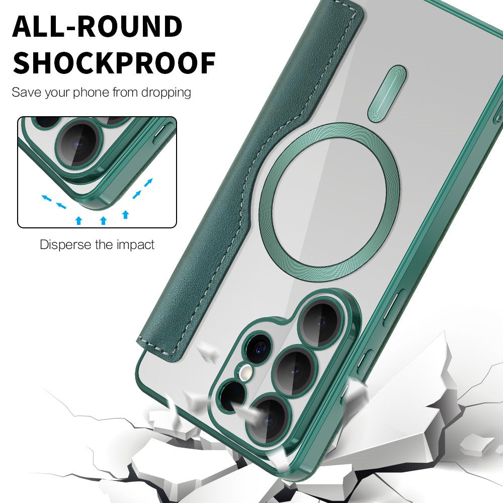 Custodia MagSafe per Samsung Galaxy S26 Ultra S948, Techsuit, SmartMag Book, Verde