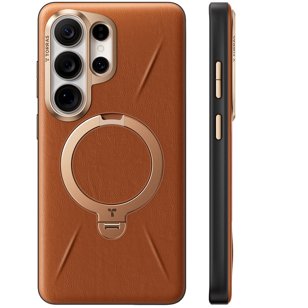 Coque MagSafe pour Samsung Galaxy S26 Ultra S948, Torras, Cuir QPRO, Marron