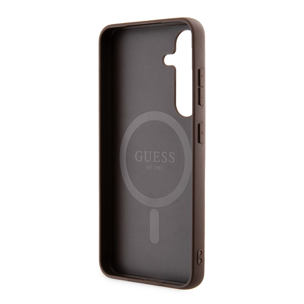 Étui MagSafe pour Samsung Galaxy Z Flip7 F766, Guess, Collection 4G, Marron