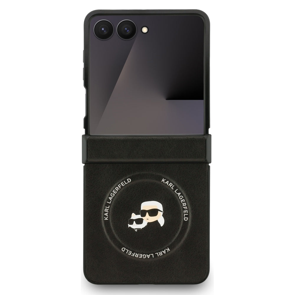 MagSafe Hülle für Samsung Galaxy Z Flip7 F766, Karl Lagerfeld, Karl & Choupette Pins, Schwarz