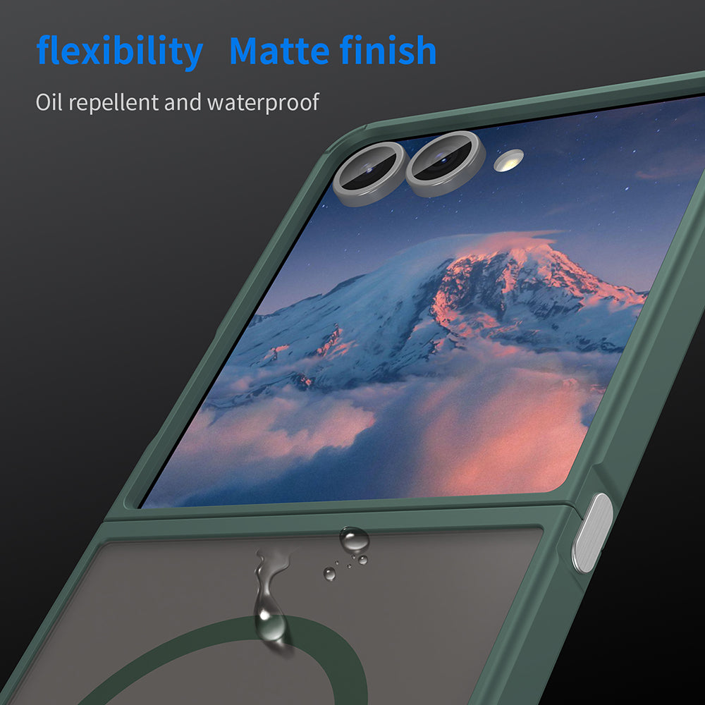 Custodia MagSafe per Samsung Galaxy Z Flip7 F766, Techsuit, HaloFrost II, Verde
