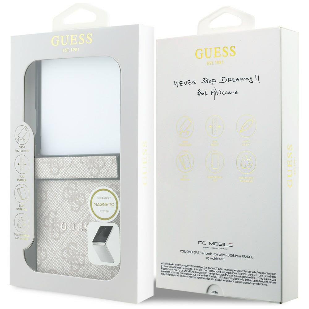 Coque MagSafe pour Samsung Galaxy Z Flip8 F776, Guess, 4G Leather Classic, Rose
