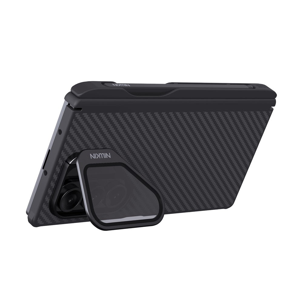 Coque MagSafe pour Samsung Galaxy Z Fold7 F966, Nillkin, CarboProp avec protection d'objectif noire transparente et support pour S-Pen, noire