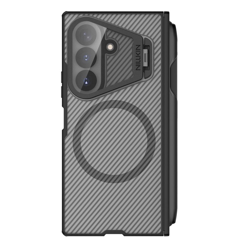 MagSafe-Hülle für Samsung Galaxy Z Fold8 Ultra F976, Nillkin, CamShield Pro mit transparentem Linsenschutz und S-Pen-Halter, Schwarz Transparent