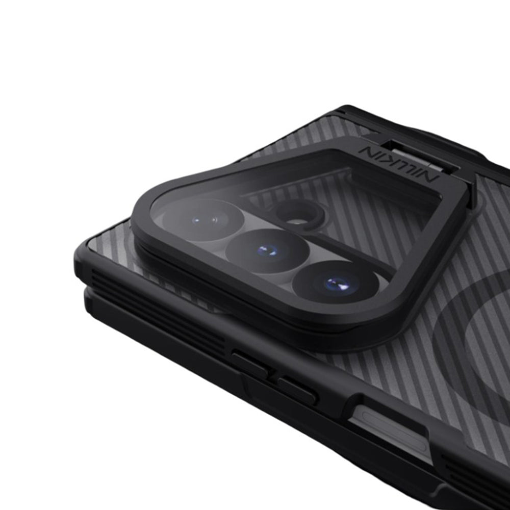 MagSafe-Hülle für Samsung Galaxy Z Fold8 Ultra F976, Nillkin, CamShield Pro mit transparentem Linsenschutz und S-Pen-Halter, Schwarz Transparent