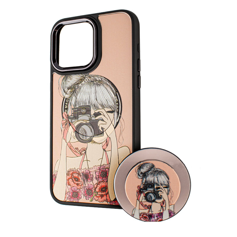Custodia MagSafe per Xiaomi Redmi A2 / A1, BOTER, MagPopsocket Photo Girl, Multicolore