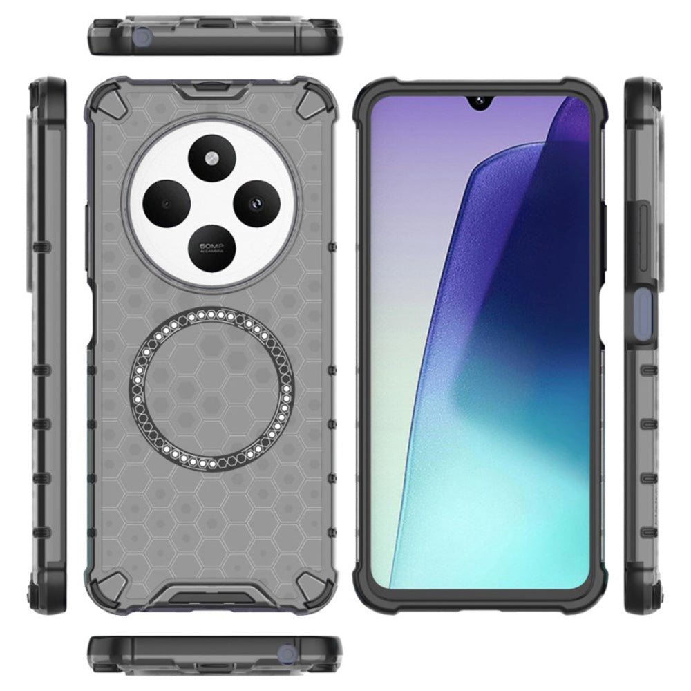 Coque MagSafe pour Xiaomi Poco C75 / Redmi 14C, Techsuit, HoneyComb Shield, Noire
