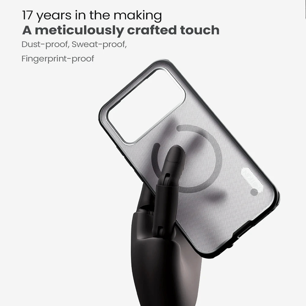 Coque MagSafe pour Xiaomi Poco F8 Ultra, Nillkin, Super Shield Pro, Noire Transparente Satinée
