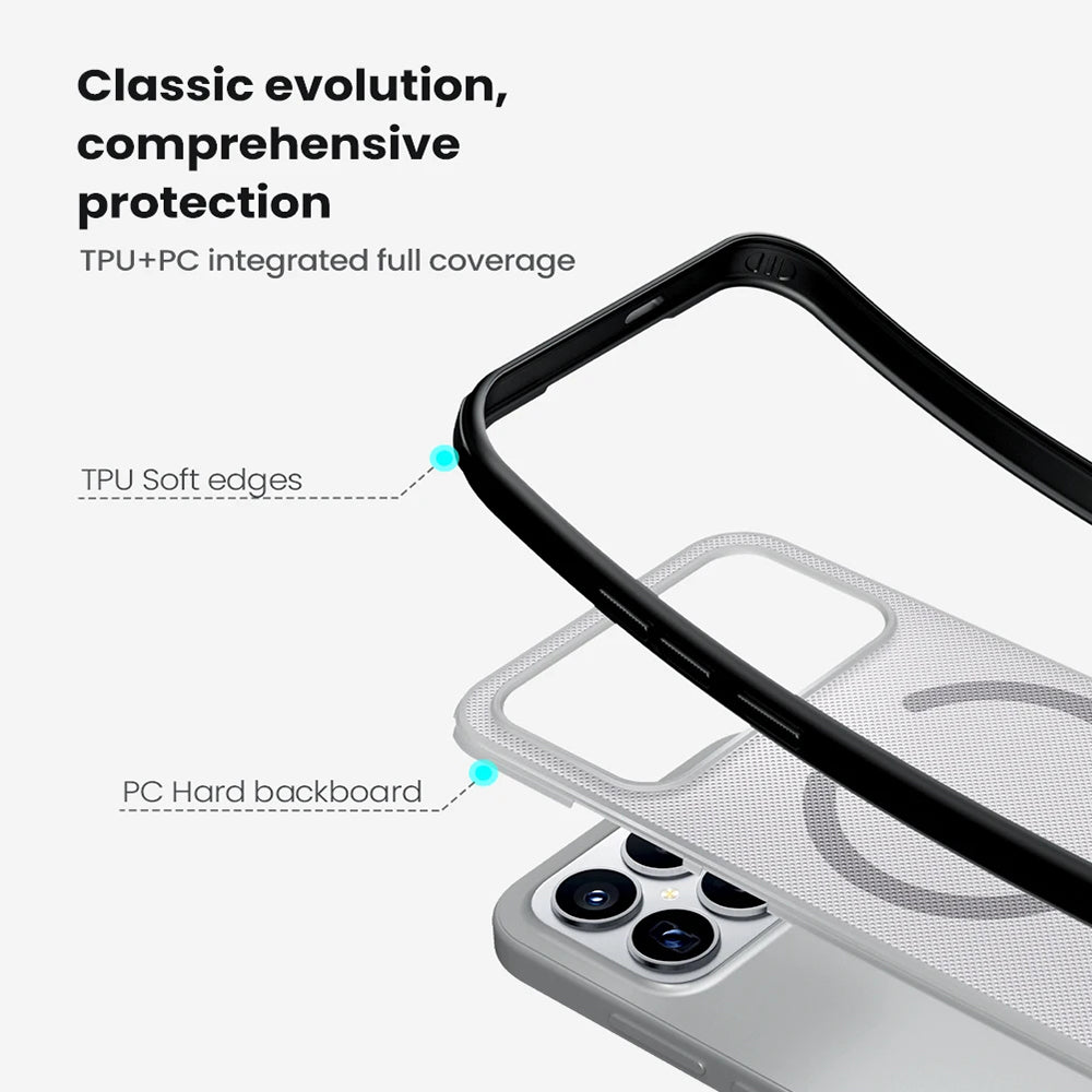 Coque MagSafe pour Xiaomi Poco F8 Ultra, Nillkin, Super Shield Pro, Noire Transparente Satinée